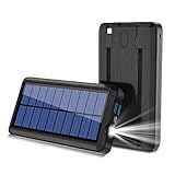 ZJYWAN Solar Ladegerät Externer Akku Power Bank Solar 20000mAh mit Kabel mit 5 Ausgängen und 4 Eingängen Externer Battery für IOS Samsung Smartp