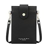 Mini-Handy-Geldbörse für Damen, Multicolor Crossbody-Handytaschen Pu-Leder-Handykarten-Geldbörse mit Münzkredit, Kartenhalter und verstellbarem Riemen (Black)