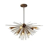 TTBDDDYH Moderne Gold Kronleuchter Pendelleuchten 10 Lichter Starburst Kronleuchter Mid Century Semi Flush Mount Deckenbehang Beleuchtung für Kücheninsel Esszimmer Eingang Foy