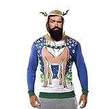 Weihnachtshoodie Herren Weihnachten Rentier Rudolf Druck Hoodie Ugly Kapuzenpullover Fleece Langarm Kapuzenpulli Pullover Langarmshirt Pulli Oberteile Top Christmas Casual Kapuzen Sw