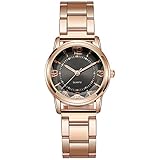 Hirolan Damen Uhren RoséGold Wasserdichte Edelstahl Datums Armbanduhr, Modekleid Elegante Diamant Damenuhr Analog Quarz Uhr FüR Damen G