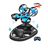 Himoto HSP 3in1 RC ferngesteuertes Mini RC Modell, Quadcopter, Hovercraft, Boot, Fahrzeug Hybrid UFO inklusive 2.4GHz Fernsteurung und Akku, Komplett-S