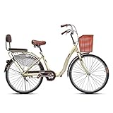 QILIYING Cruiser-Fahrrad für Herren und Damen, Einzelgeschwindigkeit, leicht und bequem, Retro-Fahrrad für Damen, Rennrad (Farbe: Hellgelb)