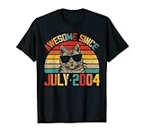 Vintage Retro Awesome Since July 2004 18th Birthday Cat T-S