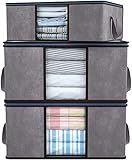 DIMJ 3 Stück Große Aufbewahrungstasche, Allzwecktasche Faltbare Unterbett Kleideraufbewahrung, Lagerung mit verstärktem Griff, Aufbewahrung für Bettdecken, Kleidung, Decken, Kissen Lagerung, G