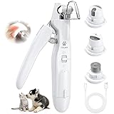 VOLUEX 2-in-1 Krallenschere und Krallenschleifer, Krallenzange Krallenschneider Nagelschere mit 2 LED-Lichtern Haustier Krallenpflege für Hunde Katzen Meerschweinchen und Viele Weitere Haustiere,Weiß