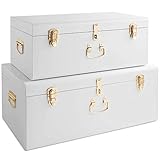 Beautify 2-er Set Aufbewahrungstruhen Weiß für Schlafzimmer, Wohnzimmer – Weiß & Champag