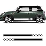 Auto Seitenstreifen Seitenaufkleber Aufkleber Grafiken, Für Mini Cooper S One R56 R57 R50 R52 R53 F55 F56 F57 JCW Auto Seitenschweller Streifen Aufkleber Kariert Aufkleb