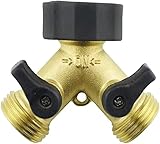 JINPENGRAN Messing-Verteiler 3/4 Zoll Wasserhahn Y-Splitter Messing-Verteiler 2-Wege-Messing-Hahn Gartenschlauch-Splitter Y-Ventil Waschmaschinen-Schlauchverb