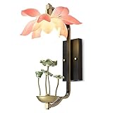 hongbanlemp Wandleuchte Neue chinesische Art Wandleuchte Lotus Harz Eisen Kunst Wandmontierte Wandlampe Indoor Antike Kreative Dekorative Wandleuchte Wandstrahler (Color : A)