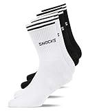 Snocks Tennissocken Herren & Damen (4x Paar) Retro Socken (47-50, 2x Schwarz + 2x Weiß)