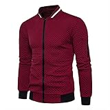 WAEKQIANG Leichte Jacke Karierter Pullover Strickjacke Herren Sport Casual Pullover Mode Jacke ReißVerschluss H