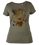 Jäger Damen-Shirt, Motiv T-Shirt Jagd Frau : Hirsch - Jagd-Sport Bekleidung Damen/Mädchen Gr: M