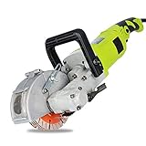 Mauernutfräse 4900W 7500U/Min Elektrische Schlitzfräse Mauerfräse Wandfräse, inkl. 5 Sägeblatt, Wasserrohr, Wasserpumpe, Staubsaugeradapter und Transportkoffer (Maximale Schlitzbreite: 33 mm)