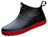 GURGER Gummistiefel Herren Kurz Kurzschaft Regenstiefel Wasserdicht Gummistiefeletten Regenstiefeletten Männer Schwarz Rot Größe 41