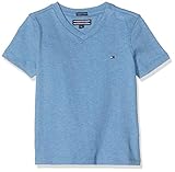 Tommy Hilfiger Jungen Boys Basic Vn Knit S/S Regular Fit T-Shirt, Blau (Dark Allure Heather 408), 140 ( Herstellergröße: 10)