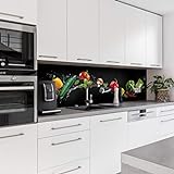 Dedeco Küchenrückwand Motiv: Obst & Gemüse V1, 3mm Acrylglas Plexiglas als Spritzschutz für die Küchenwand Wandschutz Dekowand wasserfest, 3D-Effekt, alle Untergründe, 280 x 60