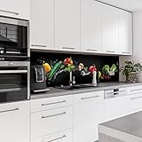 Dedeco Küchenrückwand Motiv: Obst & Gemüse V1, 3mm Acrylglas Plexiglas als Spritzschutz für die Küchenwand Wandschutz Dekowand wasserfest, 3D-Effekt, alle Untergründe, 280 x 60