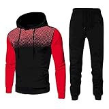 IQYU Sportanzug Herren Mode Wellenpunkt Stretch Jogginganzug Langarm Kapuzenpullover Mit Taschen Bequeme Trainingsanzug Mit Kordelzug Atmungsaktiv Jogger Outdoorhose Basic Urban F