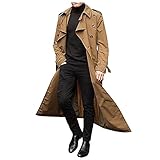 Meilily Herren Mantel Langer Trenchcoat Wintermantel Slim Fit Lang Business Trenchcoat Jacke Warm Wolle Winter Mantel Windbreaker Überzieher Reverskragen Eleg