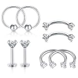 Incaton 16 Gauge Helix Tragus Piercing Ohrpiercing Lippenpiercing Nasenpiercing Bauchnabelpiercing Klemmkugelring Curved Barbell Edelstahl Septum Labret Piercing Schmuck S