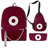 PLMKOIJN Koreanisches Teleplay-Tintenfischspiel-Backpack 3 stücke Rucksack mit Umhängetasche Bleistift-Fall-Set 3D-gedruckte Oxford-Schule Tasche,