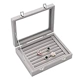 Meshela Neu Damen Schmuckkasten Schmuck Box Etui Schmuck Veranstalter Disply Aufbewahrungsbox Ringe Ohrringe Halskette (Grau)