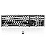 Seenda Kabellose Tastatur mit Hintergrundbeleuchtung, schlankes Design, volle Größe, 2.4 G, USB, kabellose Tastatur, wiederaufladbar, beleuchtet, QWERTY UK-Layout für Home Office, PC, Desktop, Laptop