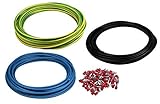 Verdrahtungsleitung H07V-K 10 mm² Set 3 x 5 Meter plus 100 Aderendhülsen Grüngelb, Blau und Schw