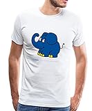 Spreadshirt Die Sendung Mit Der Maus Kleiner Elefant Lächelt Männer Premium T-Shirt, L, Weiß