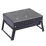 YASAHNG Holzkohlegrill BBQ Grill Tragbar Klappgrill, Standgrill Grill Zum Draussen Garten Camping Picknick Party Schwarz (43 * 29 * 23CM)