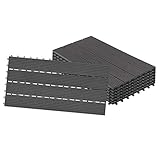 Aufun Fliesen WPC Kunststoff 30x60cm - Terrassenfliesen Balkonfliesen Klickfliese in Holz Optik Anthrazit (6 Stück fur 1m², Anthrazit)