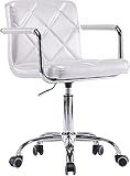SEPNINE Bürostuhl Schreibtischstuhl höhenverstellbar schwenkbar Pu Leder Computer Schreibtischstuhl mit Armlehne für Home Office Weiß
