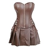 Korsett Damen Steampunk Vollbrust Corsagen Kleid Spitze Gothic Kostüm Retro Halloween Pirat Vintage Korsage Bustier Mit Reißverschluss Sexy Brokatmuster Top Stahlstäbchen Weste Frauen Stäbchen M