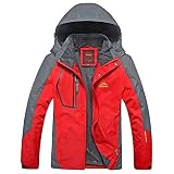 Celucke Regenjacke Herren Übergangsjacke Wasserdicht Winddicht Hooded Jacke, Windbreaker Winterjacke Männer Funktionsjacke Outdoorjacke Outwear Regenmantel Mit Kapuze (Rot, 8XL)