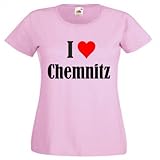 T-Shirt I Love Chemnitz Größe M Farbe Pink Druck Schw