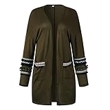 YUPENG Strickjacke Damen Casual Mode Design Bequem Retro Mantel Frühling Herbst Neues Damen All-Match Lose Komfort Lange Übergangsmantel Mit Taschen XL