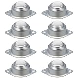 Cyleibe Kugelrollen Möbelrolle, Transfer Rollenkugel Metall Eisen Lagereinheit Rollen, Klein Nylon Möbelrollen Transfer Bearing Möbelrollen Flach Ball Roller mit 2 Montagelöcher, 16mm 8 Stück