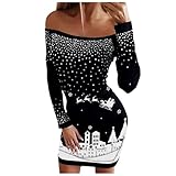 ZXSDF Weihnachtskleid Damen Eine Schulter Strickkleid Langarm Damen Festlich Kleid Elegantes Partykleid Eleganz Midikleid Pullover Kleider Festtagskleid PulloverKleid Damen W