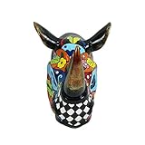 Liffy Rhino Kopf Wanddekoration Tierhandwerk Harz Ornamente Halloween Dekoration für Wohnzimmer, Schlafzimmer, G