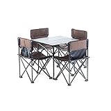 QYYYUNDING Picknicktisch Leichte Außenlager Tragbare Klapptisch Net Stühle Set mit Tragetasche 4 Stühle + 1 Tisch Kompakt für Camping tragbar (Color : Brown)
