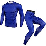 TTlove Herren Laufset Kompressionsshirt und Leggings Langärmel Quick Dry Trainingsanzug Sportbekleidung für Gym Fitness Sport Herren Fitness Sportanzug Sportswear Langarm Kompressionshose Anzug