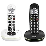 Doro PhoneEasy 115 DECT Schnurlostelefon (Anrufbeantworter, große Schrift und Zahlen) weiß & PhoneEasy 110 DECT Schnurlostelefon (große Schrift und große Zahlen, optische Anrufsignalisierung) schw