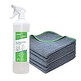 ferdoclean® 1000ml Bio Kunststoffreiniger GEL + 6 x Mikrofasertücher (40x40cm) 380 GSM | Kunststoff-Fenster, Fensterrahmen, Gartenmöbel uvm. | Reiniger für Kunststoff Oberflächen, Klebereste-E