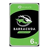Seagate Barracuda, interne Festplatte 6 TB HDD, 3.5 Zoll, 5400 U/Min, 256 MB Cache, SATA 6 Gb/s, silber, Modellnr.: ST6000DM003