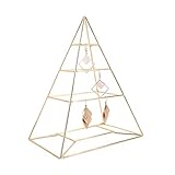 XJWWW-URG 3 Tier Pyramide hängend Schmuck Organizer, Metallschmucksache-Ausstellungsstand, dekorative Turm-Halter-Speicher- Rack for Ohrring, Gold URG