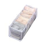 OEAK Unterwäsche Organizer Aufbewahrungsbox Schlafsaal Kleiderschrank Schublade Divider Faltbare Ordnungssystem Kleiderschrank für BHS Socken(Weiß,7 Raster)