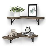 Wandregal 2 Stück Schweberegal Eckregal - Holz und Metall Industrial Regalbrett ideal für Wohnzimmer Küche Schlafzimmer Badezimmer - Rustikales G