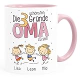 SpecialMe® Tasse Die schönsten Gründe Oma zu sein mit Enkel-Kindern und Namen personalisiertes Geschenk für Oma Oma rosa Keramik-T