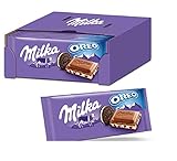 Milka & OREO Schokoladentafel 22 x 100g, Zarte Milka Alpenmilch Schokolade mit knusprigen original OREO-Keksstück